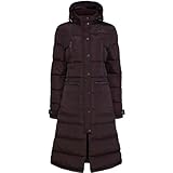 RL24 - Winter Reitmantel für Damen Candice von Equipage | Wintermantel wasserabweisend & atmungsaktiv | langer Mantel in After Dark (Braun) | Steppmantel mit Kapuze | Reitbekleidung in Größe S