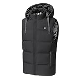 Beheizbare Weste Herren Damen Sale, Beheizte Weste mit 7 Heizzonen, 3 Einstellbare Wärmestufe, USB Eletriksche Heizweste Beheizbarer Hoodie mit Abnehmbar Kapuze Wasserdicht Winddicht Wärmeweste