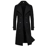 Generisch Trenchcoat Herren Slim Fit Mantel Herren Elegant Herren Mantel Lang Baumwolle Zweiteiliger Wintermantel Kurzmantel Herren Wolle Herren Kurzmantel Schwarz Wintermantel Slim Fit Herren
