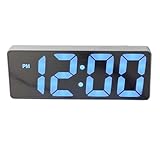 Zenlir Zeitgenössische digitale Uhr mit verspiegelten Oberflächen, Doppel-Netzteil, großer LED-Bildschirm, Schlummerfunktion für Schlafzimmer, Dekoration, LED-Wecker, USB-batteriebetrieben