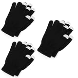 Gjinxi 3 Paar Winterhandschuhe Touchscreen Warme Thermo Fleece Handschuhe Strickhandschuhe Thermohandschuhe für Herren und Damen Outdoor Sport Laufen Radfahren (Schwarz)
