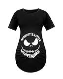 Damen-Umstands-Halloween-Oberteil, Mutterschaft, Kleiner Albtraum, Weihnachten, Schwangerschafts-Shirt, Schwarz, Mittel