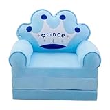 MagiDeal Kindercouch-Sessel, ausklappbar, Cartoon, Bequeme Kindermöbel, Klappstuhl, Kleinkindstuhl, klappbar für Wohnzimmer, Kinderzimmer, Blau