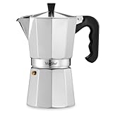 VonShef Espressokanne für den Herd, 450 ml Italienischer Espressokocher aus Aluminium für Gas- & Elektroherd - Mokkakanne für 9 Tassen mit Ersatz-Dichtung und -Filter
