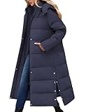 RITOSTA Wintermantel Damen Lang Daunenmantel Winter Steppmantel Frauen Lange Winterjacke mit Kapuze Damen-Jacken Puffer Jacke Mantel Warm Herbst Daunenjacke mit Taschen(Marine,XXL)