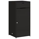 vidaXL Gartenschrank, Geräteschrank mit viel Stauraum, Beistellschrank Schrank mit Türen, Balkonschrank Terrassenschrank, Schwarz Poly Rattan