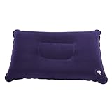 ULTECHNOVO 2 Stück Aufblasbares Reisekissen aus Superdickem Gesundem Veloursstoff Tragbares Ultraleichtes Outdoor Nackenkissen für Camping Wandern Büro und Zuhause Einfach Aufblasbar Blau