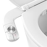 Bidet Aufsatz - MUJIUSHI Nicht Elektrisch Bidet Toilettenaufsatz mit Einziehbare selbstreinigende Doppeldüsen,Front- und Heckreinigung,Einstellbarer Druckschalter für Kaltes Wasser
