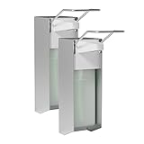 ITAX-WORLD Eurospender 1000MLx2, Seifenspender Wandbefestigung, Seifenspender Mit Ellbogendruck Für Desinfektionsmittel Und Handseifen, Weißer Seifenspender, Aluminium