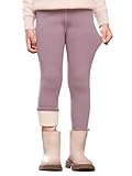 Kfnire Thermoleggings Mädchen Leggings Gefüttert Winter mit Flauschigem Futter Warm Weich Elastisch (Gr.130,Rosa)