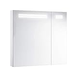 Moderner LED-beleuchteter Badezimmer-Spiegelschrank, Wandmontage, beschlagfrei, Aufbewahrungsschrank mit Rahmen aus Aluminiumlegierung