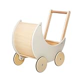 Lauflerner Puppenwagen aus Holz Lauflernwagen Baby Walker Lauflernhilfe Laufwagen Puppe (creme grau/natur)