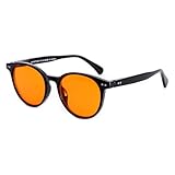 OKH Blaulicht-blockierende Brille Herren Damen für Computer Gaming Brille Anti Blendung Anti Augen Stamm Reduzieren Kopfschmerzen Runde Blaulichtfilter Brillen (Orange-99%-Schwarz)