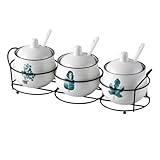 SOLUSTRE Keramik Gewürzbox Satz mit 4 Teilen Gewürzdosen mit Deckel zur Küchenaufbewahrung Salz und Pfefferstreuer für Haushalt und Restaurant