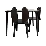 smartiebunny Kindertisch Holz-Aktivitätstisch Stuhlset, Känguru | Ideal für Bildungsspiele, Kunst und vielseitige Verwendung mit natürlichen Materialien (Natürliches Schwarz, 1 Stuhl 1 Chair)