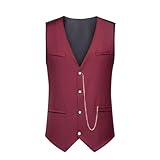 Ewleguzka Vintage Weste Herren Casual V-Ausschnitt Einreihig Slim Fit Cowboy Westernweste mit Taschen Ärmellos Klassische Passform Business Semiformale Weste Herren Weste Wine6.XXL, Wine6, XXL