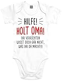Shirtoo Baby Strampler mit lustigem HILFE! Holt Oma! Motiv - Erstausstattung zur Geburt für Mädchen und Jungen