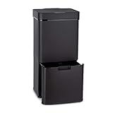 Klarstein Royal Trash Sensor-Mülleimer, 72 L Volumen in 4 Behältern, Restmüll & Recycling-Abfälle: 43 & 2 x 12,5 L, Bio-Eimer mit Deckel: 4 L, automatisches Öffnen und Schließen, Mattschwarz