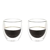 QLESHINING Doppelwandige Glas-Kaffeetassen, Set mit 2 hohlen vakuumversiegelten Cappuccino-Latte-Macchiato-Gläsern, handgefertigt, hitzebeständig, mikrowellengeeignet, 280 ml