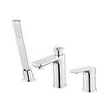 Badewannenarmatur mit Duschumstellventil, Einhebel-Chrom-Wasserhahn für modernes Badezimmer, verstellbarer Durchfluss, einfache Installation