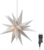 goobay 64789 LED Weihnachtsstern 3D Ø 56 cm/Stern mit 18 Zacken und Timer/Weihnachtsdeko/LED Stern für stimmungsvolle Atmosphäre / 4,5-V-Außentrafo/Wanddeko/Leuchtstern/weiß