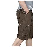 yuOL-Re Kurze Sommerhose Herren Sommer Knielang Cargo Shorts Hose mit Taschen Strand Bermuda Cargohose Kurz Mit Reißverschluss Strand-Shorts Arbeitshose Casual Tennishose