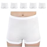 SES Pagenschlüpfer Damen 5er Pack Größe 36/38 aus 100% Baumwolle weiß/Feinripp Damen Schlüpfer mit Bein, hoher Leibhöhe und sanften Bündchen/kochfeste Unterhosen Damen mit hohem Komfort