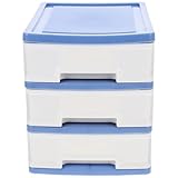 HOODANCOS Tiefblaue Desktop Organizer Box mit Mehreren Fächern Tragbarer Staubdichter Büro Aufbewahrungsbox für Dokumente Stifte und Kleine Gegenstände Platzsparender Schreibtisch Organizer