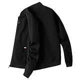 Wasserdichte Herren-Motorrad-Lederjacke mit Reißverschluss, Übergröße, langärmelig, winddicht, Herrenmäntel, Oberbekleidung, Wandern, Reisen, 1##Schwarz, 18