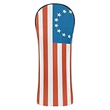 Betsy Ross Golfschlägerhaube, Motiv: frühe USA, blau, rot, Premium-Lederzubehör mit Nummernschildern für Fahrer, Fairway-Holz-Hybriden