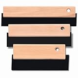 ToolSpace Gummispachtel Fugenspachtel Fliesen mit Gummilippe Spachtel Abzieher Gummi 150/200 / 250 mm Gummischaber Fugen Holzgriff Fliesenspachtel Werkzeuge Glättkelle Ergonomisch Arbeit | 3 Stück