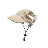 Hunde Baseballmütze, Verstellbar Sommer Sonnenschutz Hut Sonnenhüte mit Ohrlöchern, Haustier Sommer Hut für Welpen Hunde Mütze (Khaki, M)