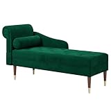Vesgantti Velvet Chaiselongue, Indoor Lounge Sofa mit linker Armlehne und Lendenkissen, Recamiere für Wohnzimmer, Schlafzimmer und Büro, Samt Loungesessel 149.5 x 54 x 76CM