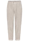 Sublevel Damen Cordhose im Paperbag-Stil – Lässige Mom-Fit Hose mit Elastischem Bund, Bequem und Stylisch Light-beige L