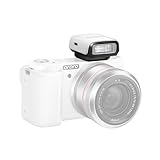Camnoon Mini Kamerablitz, GN8 6500K Blitzgerät, 3-stufige Helligkeit, manueller/automatischer Blitz, eingebauter Akku für Canon, Nikon, Sony, Fujifilm, Olympus, Panasonic Kameras (Weiß)