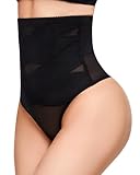 SIMIYA Shapewear Damen Bauchweg Unterhose,Tanga Miederhose Hohe Taille Stark Formend Bauch Weg Figurformende Unterwäsche Bauchkontrolle Body Shaper-Gürtel Mit Gezielter Kompression（M,Schwarz）