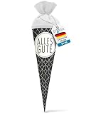 itenga Geschwisterschultüte 35cm Geschenkverpackung Schultüte Zuckertüte klein für Erwachsene Kinder Party (Abstrakt mit Text Alles Gute)