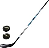 Eishockey Schläger Bauer Set mit Zwei Pucks - Modell Bauer i3000 inkl. 2xPucks für Erwachsene, Kinder und Kleinkinder (Links - Linke Hand unten, Junior - 132cm)