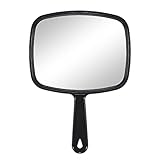 Eaoundm Handspiegel für Make-up, großer Handspiegel, Salon, Handspiegel, quadratisch, 32 x 22,9 cm, Schwarz