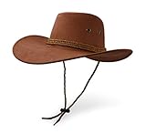 UltraKey Cowboyhut, Sonnenhut, Kunstleder, Wildleder-Reisehut, Westernhut, Sonnenschutz für draußen Gr. Einheitsgröße, braun