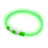 PetSol LED-Hundehalsband in Grün – wiederaufladbares USB-Sicherheitshalsband mit blinkendem Licht für Hunde, Katzen und Welpen – Größe S, M und L – modisches, im Dunkeln leuchtendes Design