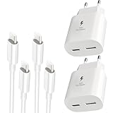 2er-Pack USB C Ladegerät Schnellladegerät,25W 2Port Handy Ladeadapter USB A & USB C mit 2m Ladekabel für Samsung Galaxy S25 S24 S23 S22 S21 S20 S10 A56 A55 A54 A36 A35 Netzteil Stecker Fast Charger