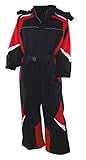 Kinder Schneeanzug, Schneeoverall für Jungen, Gefütterter, Wasserabweisender und Windfester Skianzug, Skioverall Größe 116-140, M13 (128, schwarz)