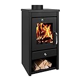 7 kW Holzofen Bruno Dajan - Effektiver Kaminofen mit Holzfach & Aschekasten