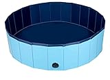 Haustier Hundepool - 120 x 30 CM - Mittlere Hunderassen - Faltbares Hundebad - Rutschsicherer Boden - mit Entleerventil - Blau