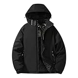 RLEHJN Wintermantel Herren Softshelljacke,Winter Herbst Übergangsjacke Winterjacke Warme Männer Sherpa Jacken Mantel mit Kapuze für Outdoor Snowboard Wandern Fahrrad Training Arbeits