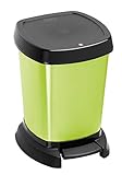 Rotho Paso Mülleimer 6l für das Bad mit Pedal und Deckel, Kunststoff (PP) BPA-frei, grün/metallic, 6l (23.4 x 21.9 x 29.2 cm)