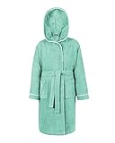 LAYNENBURG Premium Bademantel Kinder & Teenager mit Kapuze - 100% Baumwolle - OEKO TEX Standard 100 - flauschiges Frottee - Größe (170/176, Türkis)