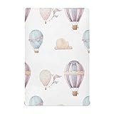 WELLDAY Bettlaken für Kinderbett mit Heißluftballon, für Jungen und Mädchen, Spannbettlaken, weich und atmungsaktiv, Mini-Kinderbettlaken, 99 x 68 x 12,7 cm