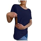 Damen Stillshirt Kurzarm Umstandsshirt Stillen Stillfreundliches Umstandsmode T-Shirt mit Reißverschluss Mama's Boobery Always On Tap Oberteil Elegant Schwangere Nursing Tops